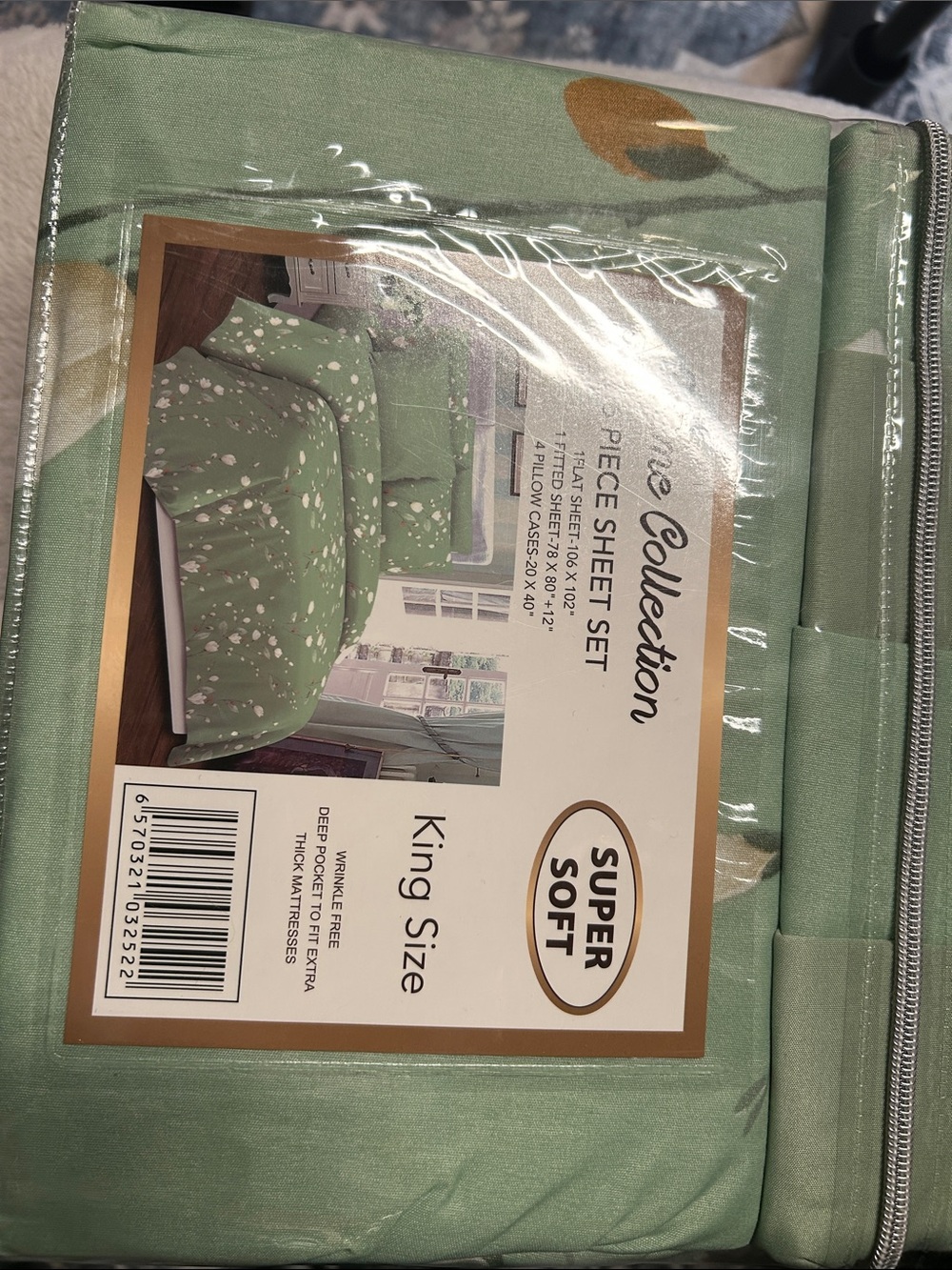 Green Floral King Size Sheet Set - Super Soft